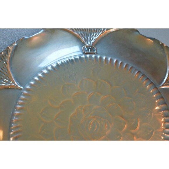 Vintage Mid Century Arts and Crafts Gregorian Copper Calla Lily Wall Charger 18" - Picture 6 of 7